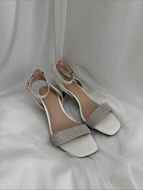 Kelly & Katie White Ankle-Strap Heels